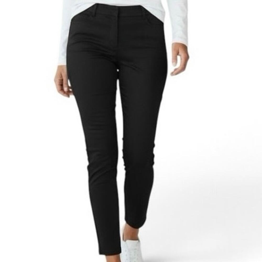 LOFT Petites Curvy Skinny Pants Black Solid Stretch Basic Ankle Length Size 4P
